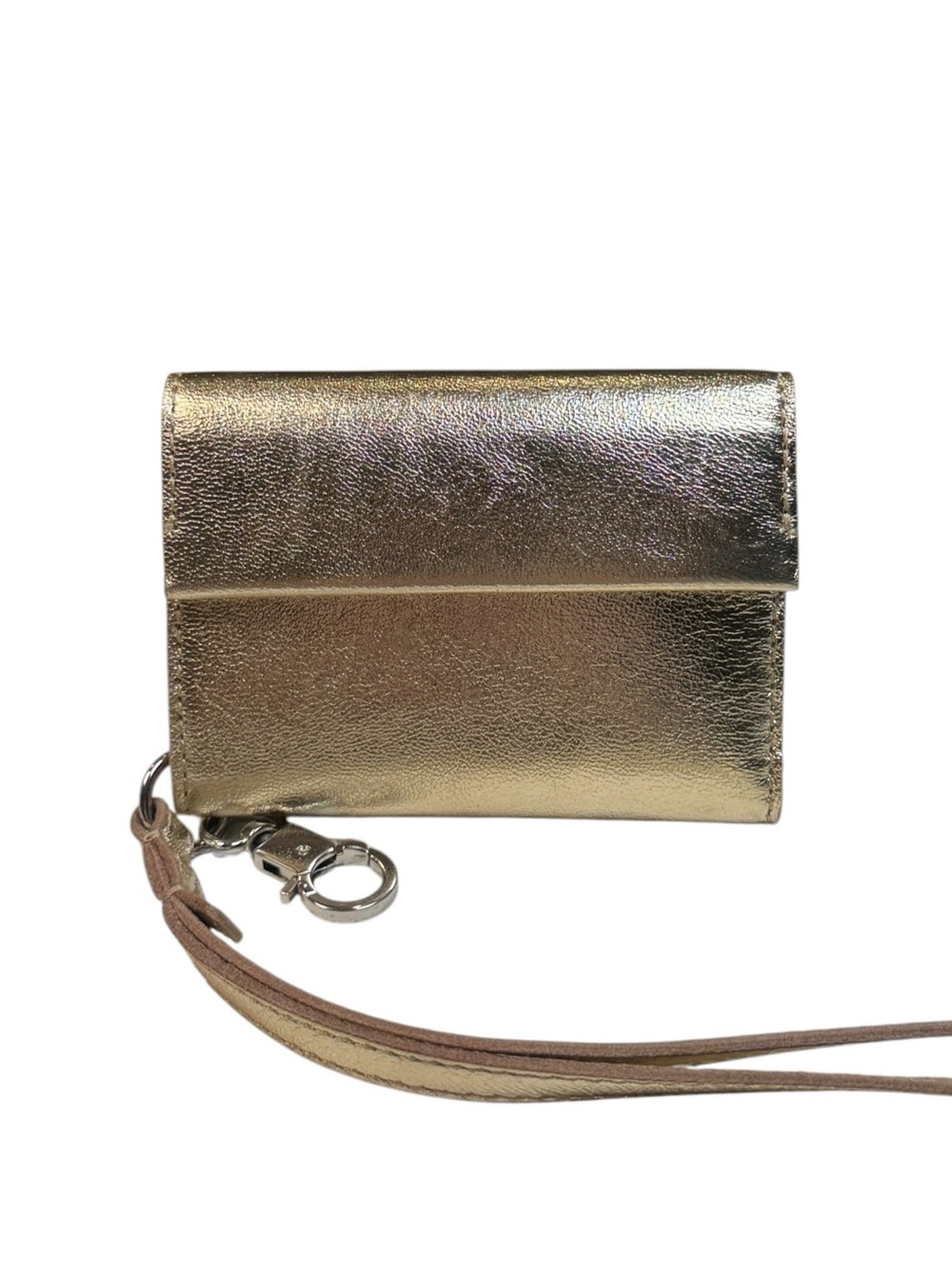 Madewell Gold Metallic Lambskin Leather Wristlet Key Wallet Card Case